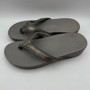Vionic High Tide Metallic Silver Gray Orthotic Comfort Flip‎ Flops Women's Sz 11
